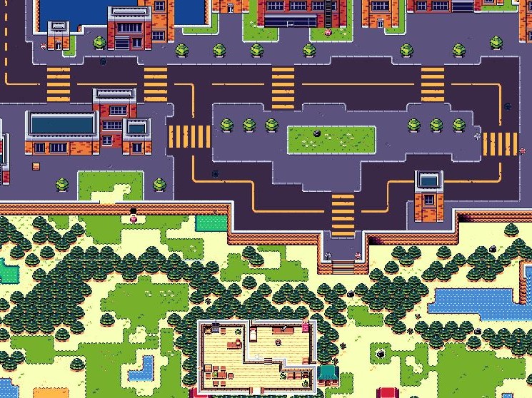 pixel art of a small town map
